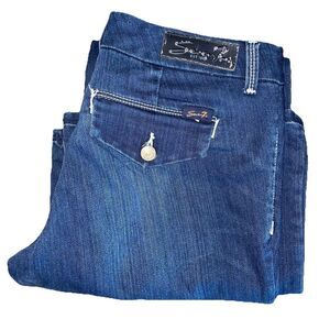 Seven 7 Premium Denim Women's Trouser Jeans Flare Low Rise Size: 8 Dark‎ Wash